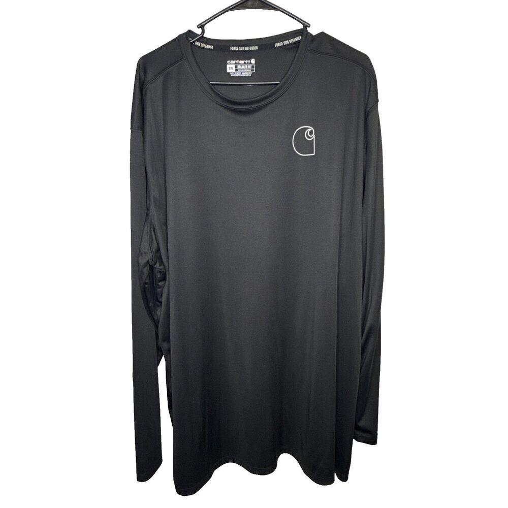 Carhartt Force Sun Defender Long Sleeve Shirt Mens 3XL Black Stretch Relaxed Fit